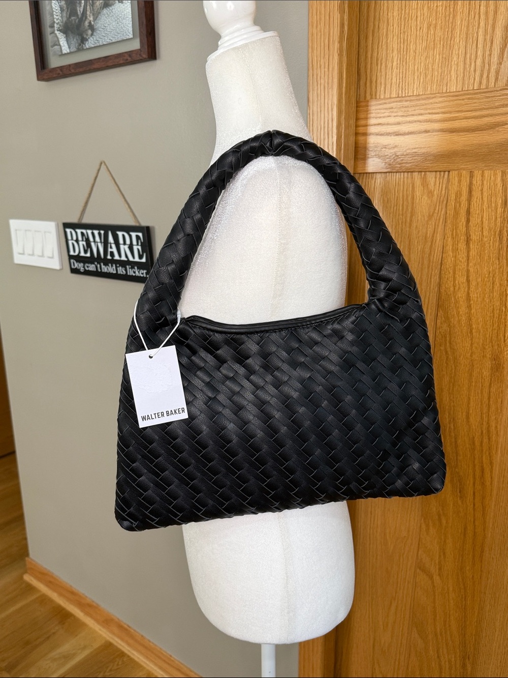Walter Baker Black Braided Shoulder Bag